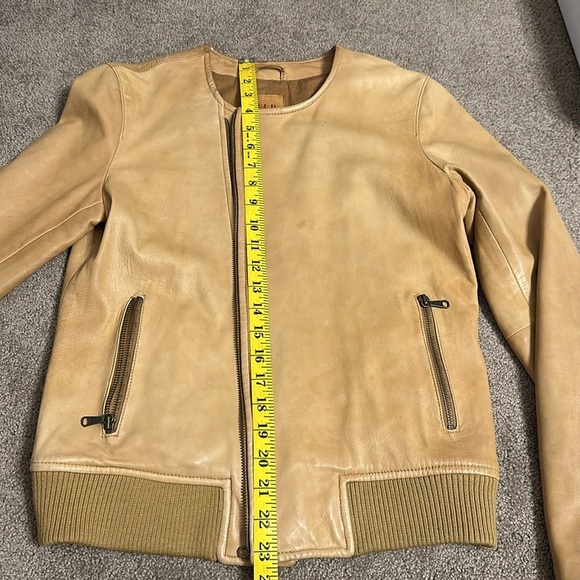 Used Tan Leather Motorcycle Style Gap Jacket - Picture 11 of 17